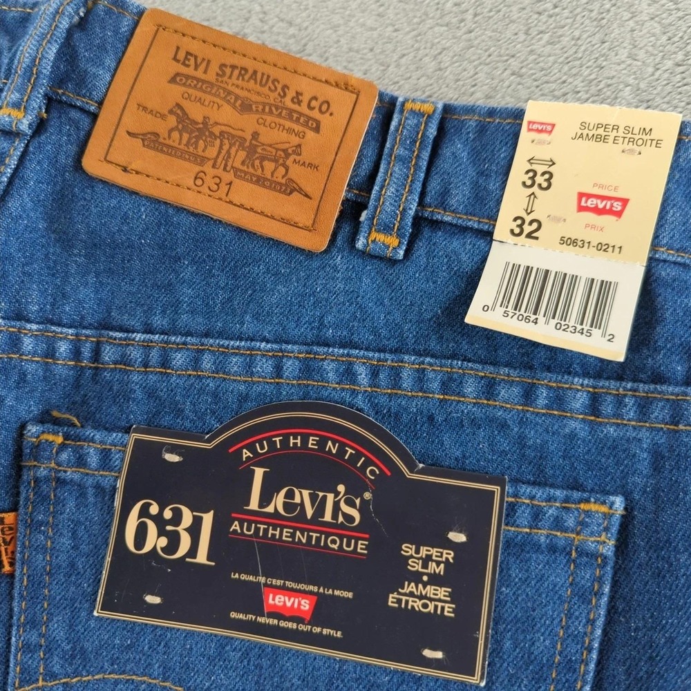 Vintage 80s Levi's Jeans Mens 33x32 Blue Dark Wash Slim Straight Made Canada - Picture 4 of 12